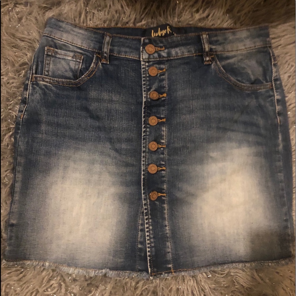Indigo Rein Button Fly Denim Skirt • 9/28